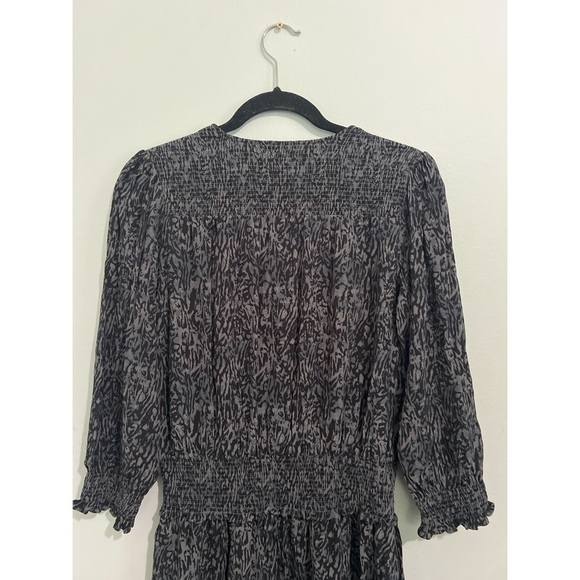 Rails Zana Dress Women’s Large Charcoal Animal Print Mini Smocked - Picture 5 of 14